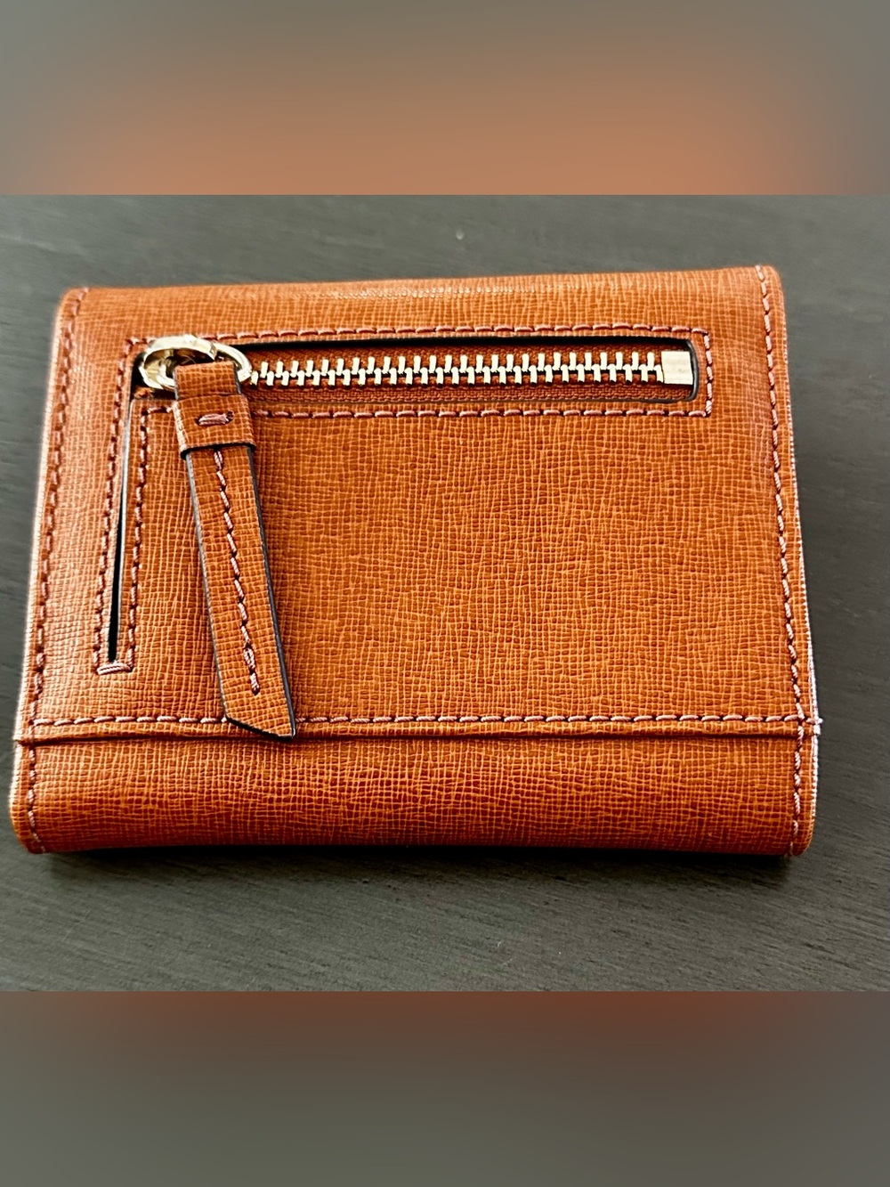 Dooney & Bourke Tan Leather Saffiano-Texture Wallet with Gold Plaque - Picture 2 of 4